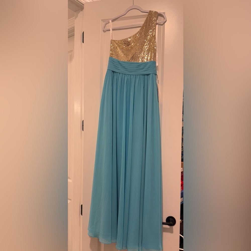 JJ’s House Pool Blue One shoulder gown NWT Size-10